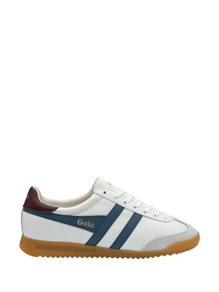 Gola White/Moonlight/Burgundy Mens Torpedo Leather Lace-Up Trainers - Image 1 of 4