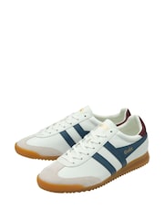 Gola White/Moonlight/Burgundy Mens Torpedo Leather Lace-Up Trainers - Image 2 of 4
