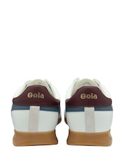 Gola White/Moonlight/Burgundy Mens Torpedo Leather Lace-Up Trainers - Image 3 of 4