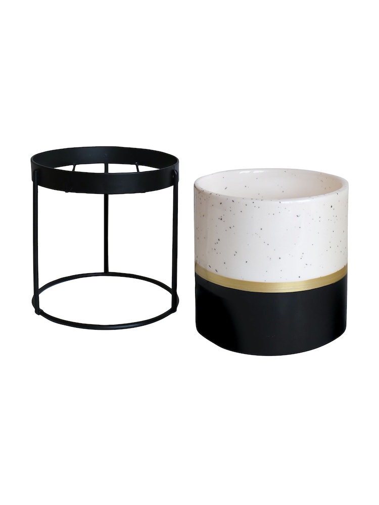Portico Designs The Urban Gardener Small Ceramic Plant Pot with Stand - Image 2 of 5