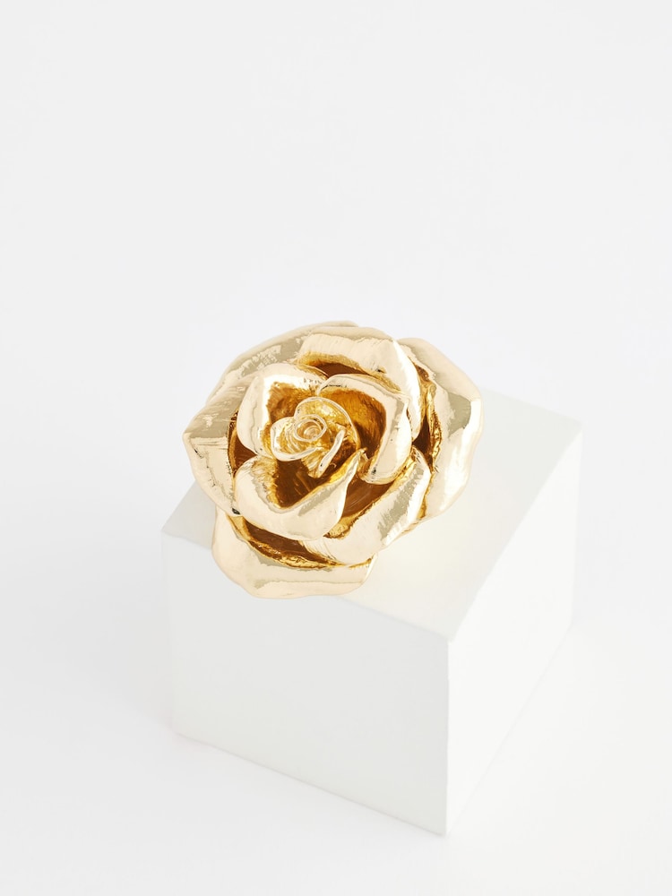 Gold Tone Rose Brooch Made With Recycled Zinc - Image 1 of 2