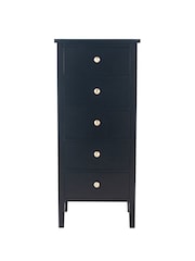 Pacific Satin Black Chelmsford Pine Wood 5 Drawer Tall Boy - Image 2 of 6