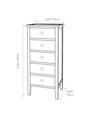 Pacific Satin Black Chelmsford Pine Wood 5 Drawer Tall Boy - Image 6 of 6