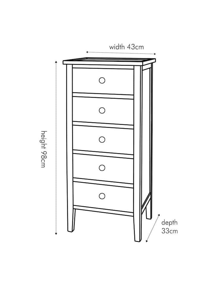 Pacific Satin Black Chelmsford Pine Wood 5 Drawer Tall Boy - Image 6 of 6