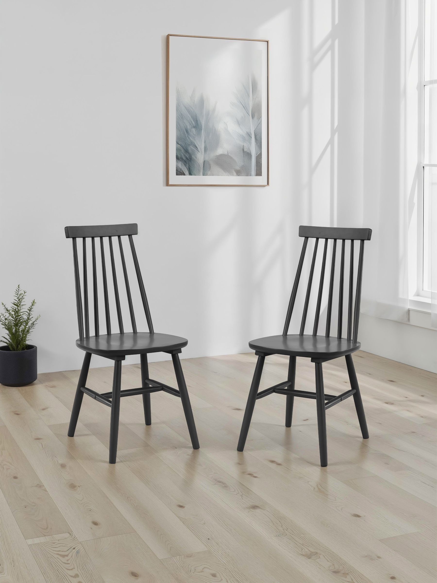 Julian Bowen Alassio Spindle Back Dining Chairs - Set of 2 - Black Rubberwood - Image 6