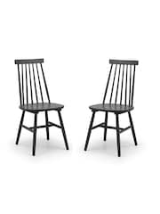 Julian Bowen Set of 2 Black Alassio Spindle Back Dining Chairs - Image 1 of 5