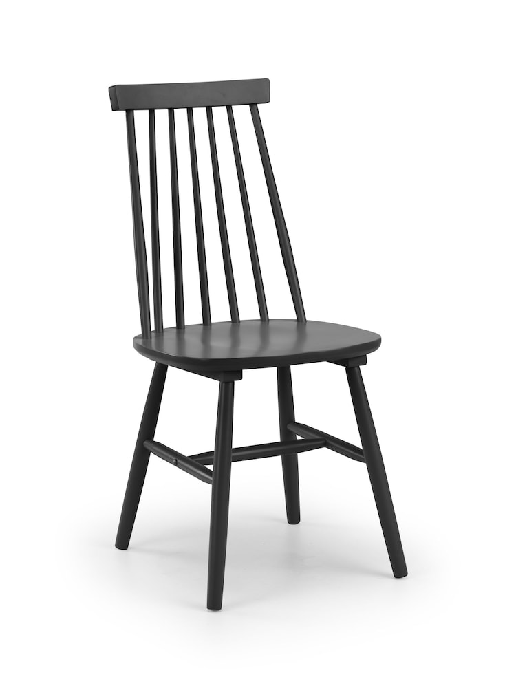 Julian Bowen Set of 2 Black Alassio Spindle Back Dining Chairs - Image 2 of 5