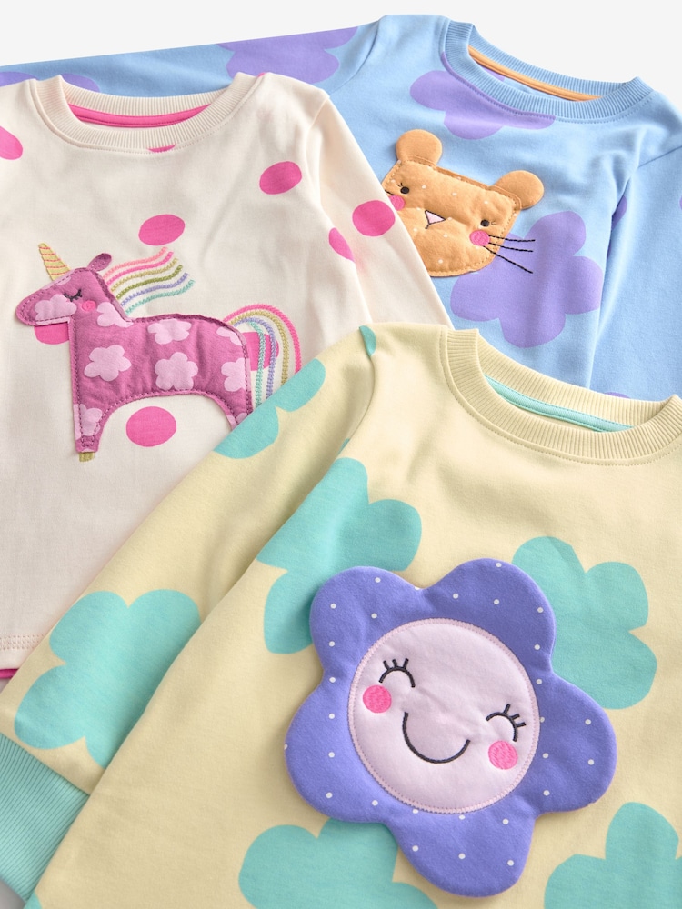 Pastel Cat/ Unicorn/ Flower Long Sleeve Snuggle Pyjamas 3 Pack (9mths-16yrs) - Image 10 of 11