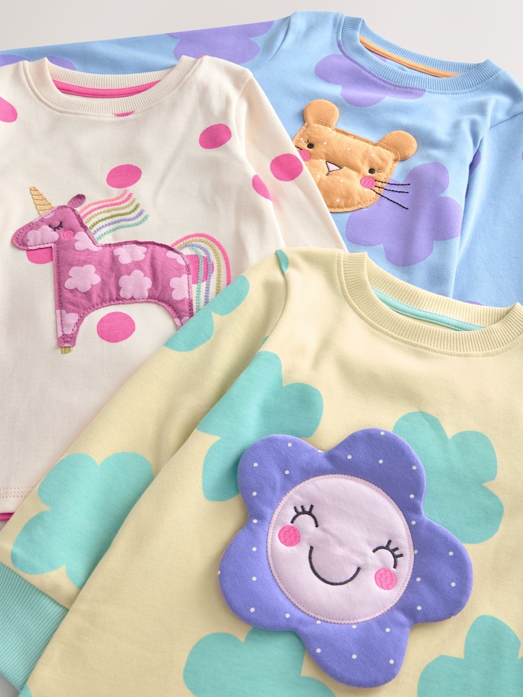 粉彩猫/独角兽/花 - 长袖舒适睡衣3件装（ 9个月 - 10岁） - 图片12 / 12