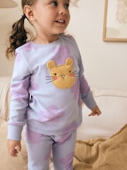 باستل قطة/ وحيد القرن/ زهرة - حزمة من 3 قطع بيجامة دافئة بكُم طويل (9شهور-16سنوات) - Image 3 of 11