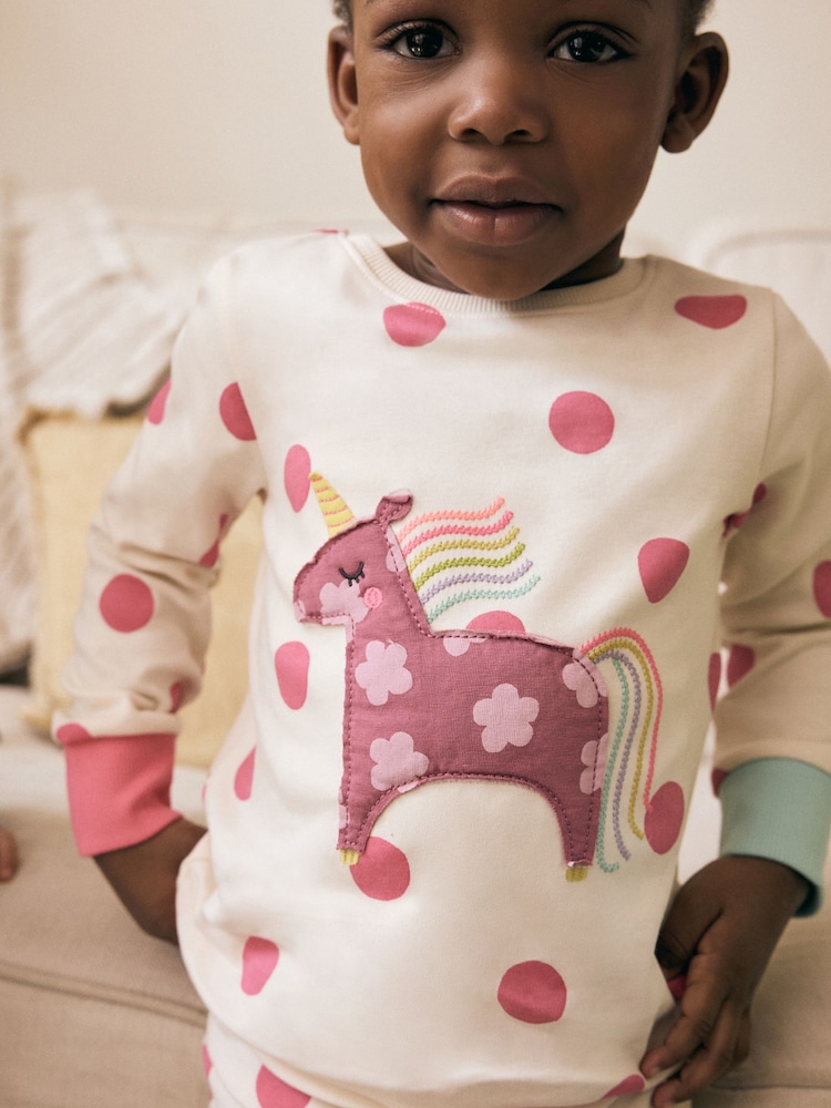 Pastel Cat/ Unicorn/ Flower Long Sleeve Snuggle Pyjamas 3 Pack (9mths-16yrs) - Image 4 of 11