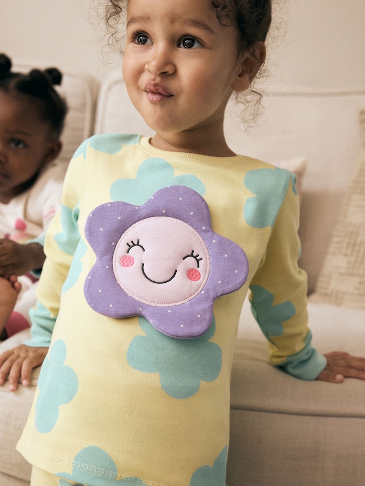 Pastel Cat/ Unicorn/ Flower Long Sleeve Snuggle Pyjamas 3 Pack (9mths-16yrs) - Image 5 of 11