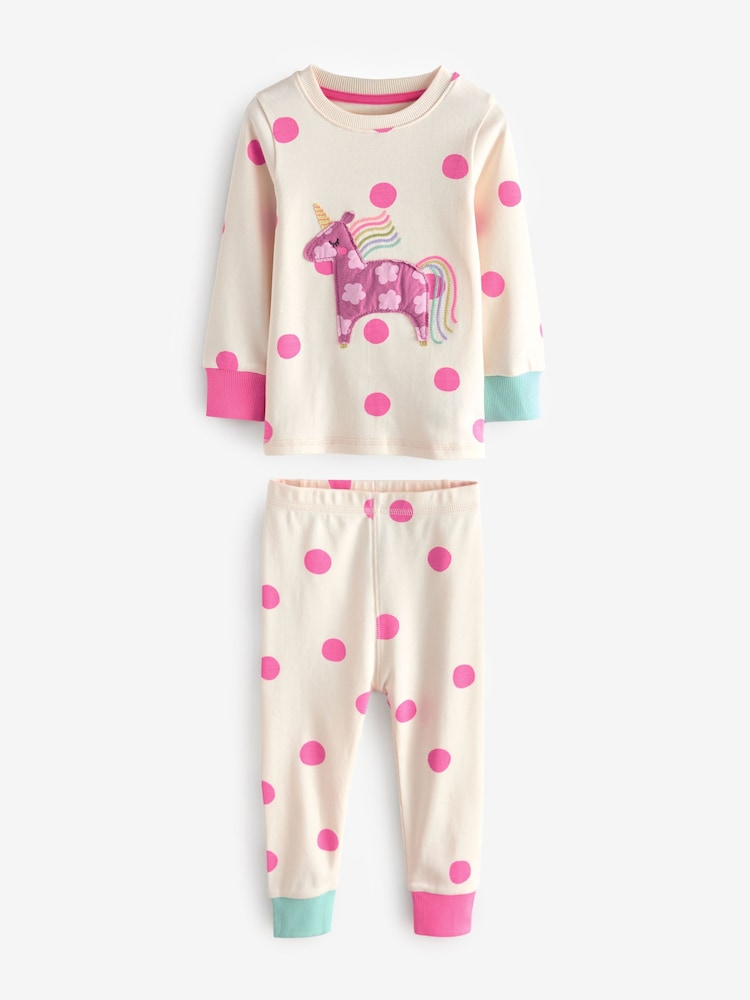 Pastel Cat/ Unicorn/ Flower Long Sleeve Snuggle Pyjamas 3 Pack (9mths-16yrs) - Image 7 of 11