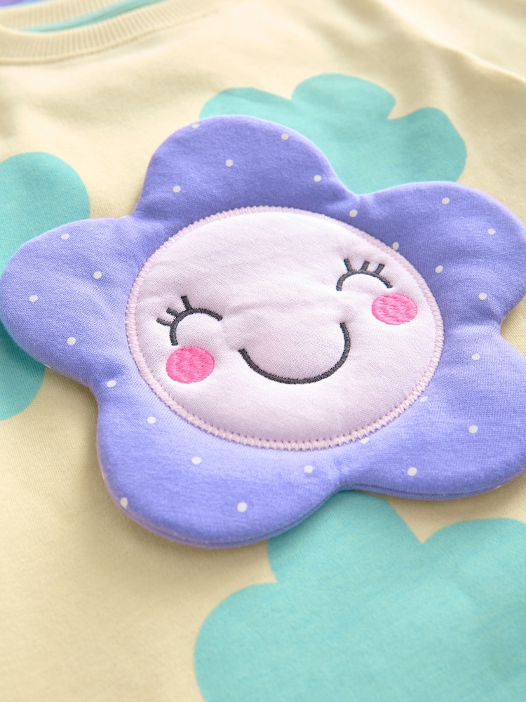 Pastel Cat/ Unicorn/ Flower Long Sleeve Snuggle Pyjamas 3 Pack (9mths-16yrs) - Image 9 of 11