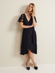 Phase Eight Blue Clara Tapework Wrap Dress - Image 1 of 6