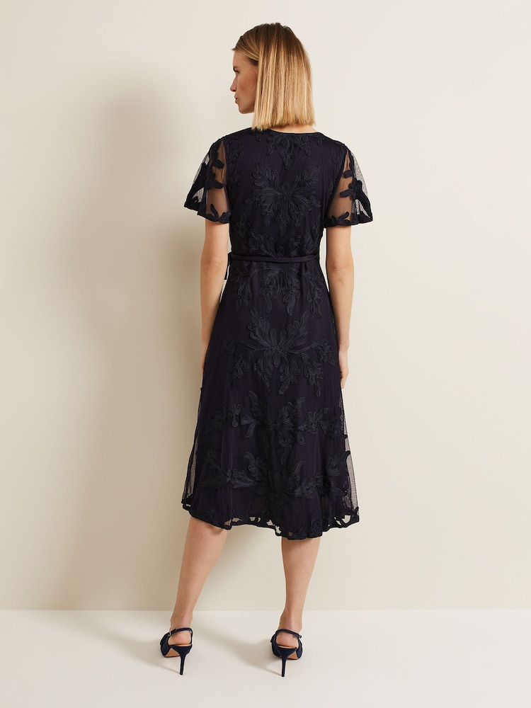 Phase Eight Blue Clara Tapework Wrap Dress - Image 2 of 6