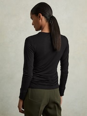Reiss Black Sierra Ruched Side Crew-Neck Top - Image 5 of 6