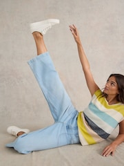 White Stuff Light Denim Tia Wide Leg Crop Jeans - Image 4 of 7