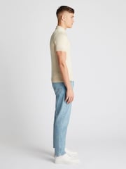 Remus Uomo Cream Slim Fit Knitted 100% Cotton Short Sleeve Polo Shirt - Image 4 of 6