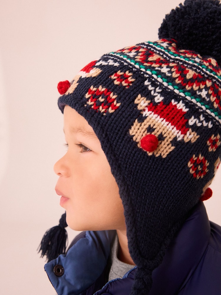 Reindeer Christmas Reindeer Knitted Inca Hat (3mths-13yrs) - Image 1 of 5