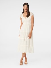 Forever New White Tuscany Trim Detail Midi Dress - Image 2 of 5