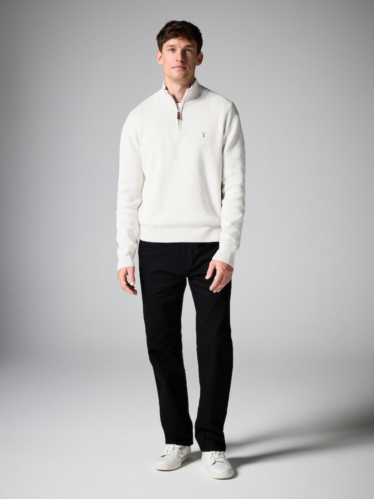 Ovsena kaša Jelen - Preprosto - v standardnem kroju 100% Cotton Premium Quarter Zip pulover - Slika 2 iz 7