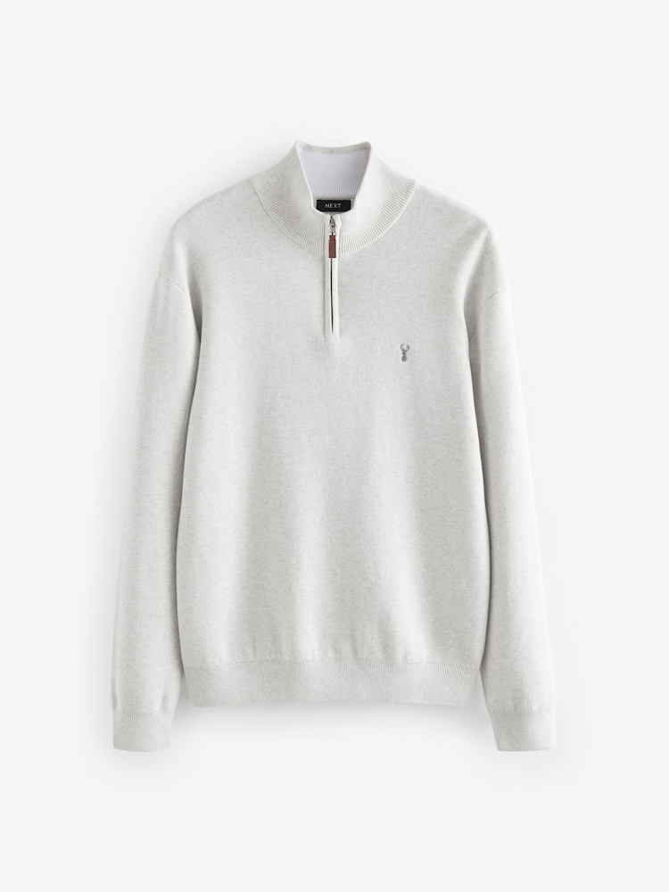 Вівсяний олень - Рівнина - стандартний крій 100% Cotton Premium Quarter Zip джемпери - Image 5 of 7