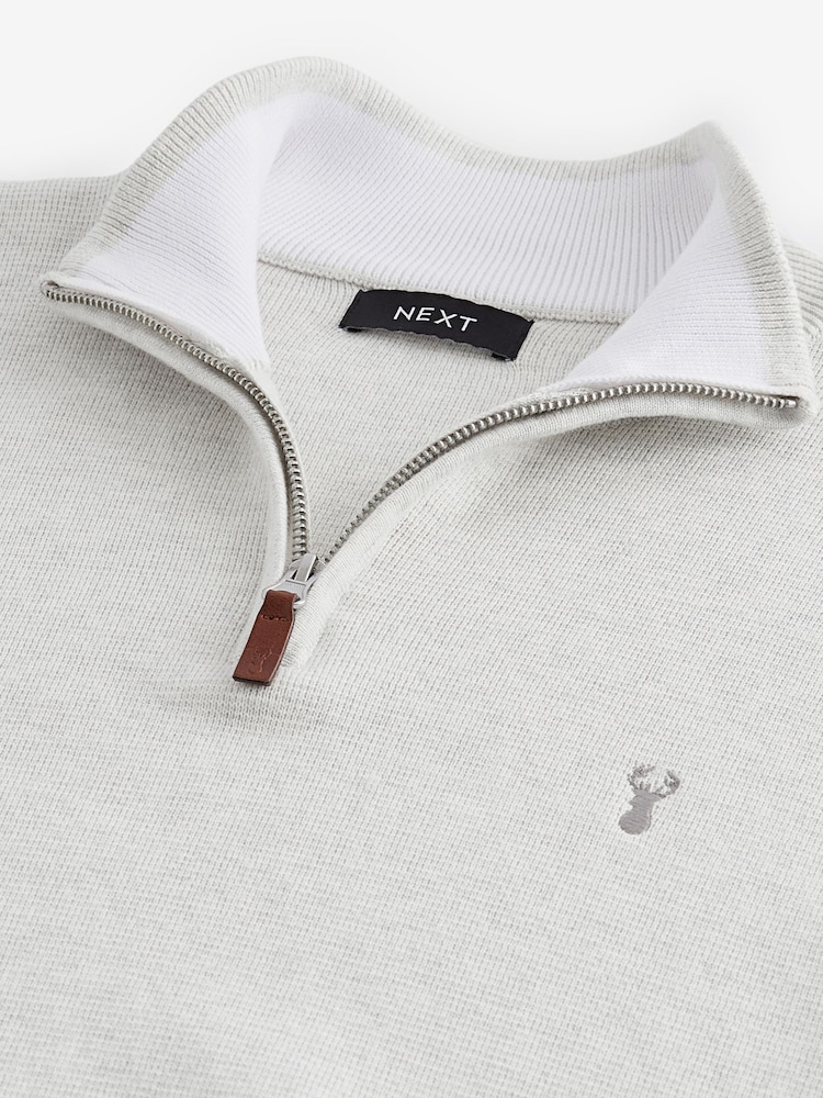 Ovsena kaša Jelen - Preprosto - v standardnem kroju 100% Cotton Premium Quarter Zip pulover - Slika 7 iz 7