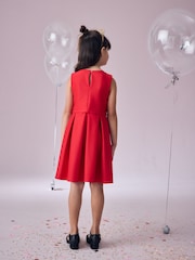 Red Scuba Bow Occasion Dress (1.5-16yrs) - Image 2 of 7