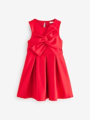 Red Scuba Bow Occasion Dress (1.5-16yrs) - Image 4 of 7
