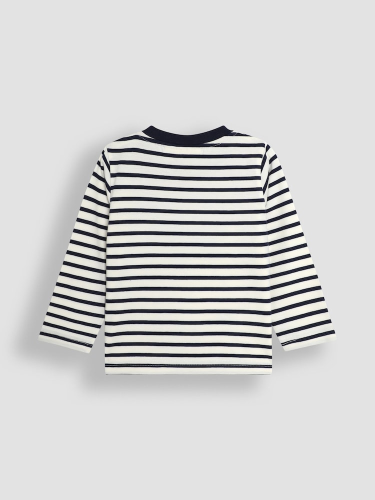 JoJo Maman Bébé Ecru Navy Stripe Guinea Pig Appliqué Top - Image 2 of 3 JoJo Maman Bébé Ecru Navy Stripe Guinea Pig Appliqué Top - Image 2 of 3