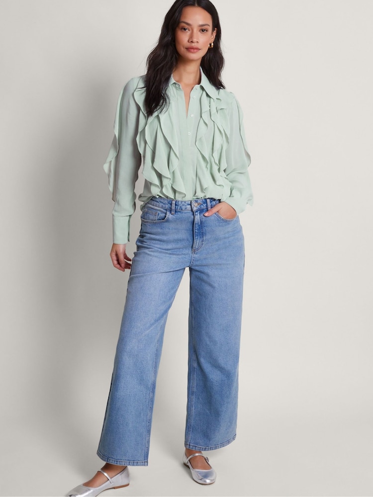 Monsoon Green Aria Ruffle Blouse - Image 2 of 6 Monsoon Green Aria Ruffle Blouse - Image 2 of 6