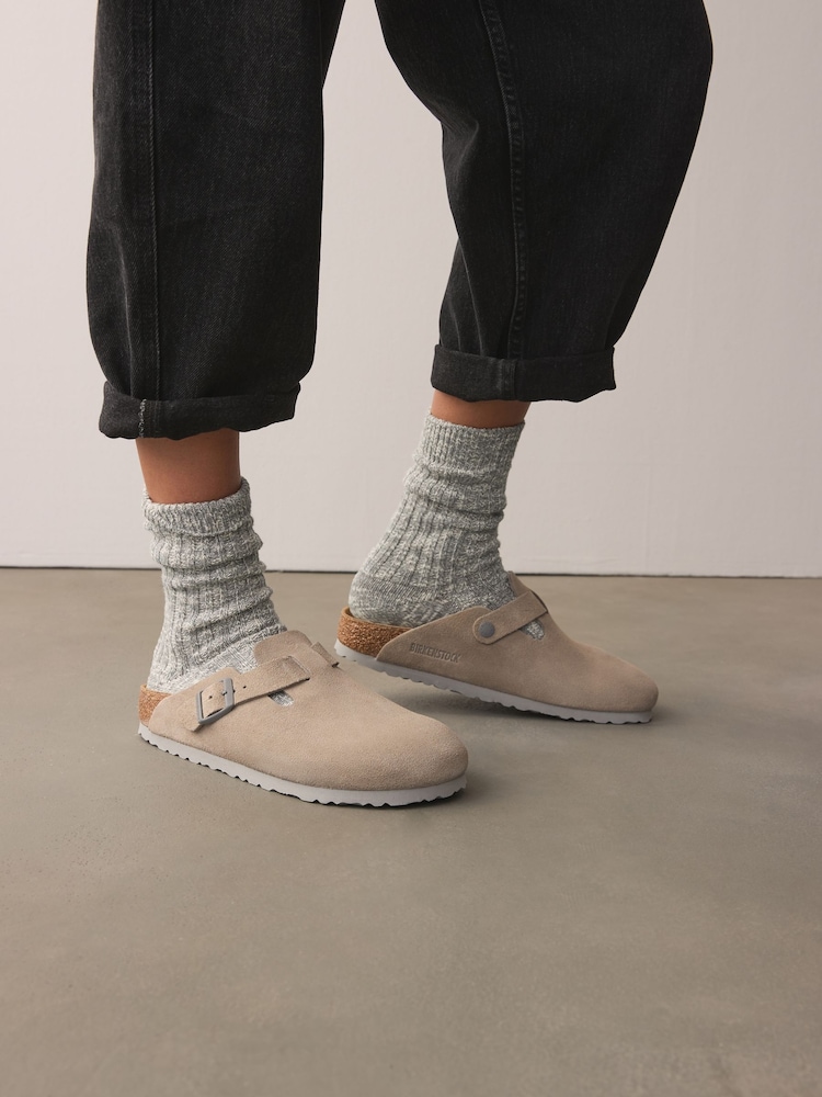 Birkenstock Grey 100% Cotton Slub Socks - Image 3 of 7