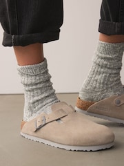 Birkenstock Grey 100% Cotton Slub Socks - Image 4 of 7