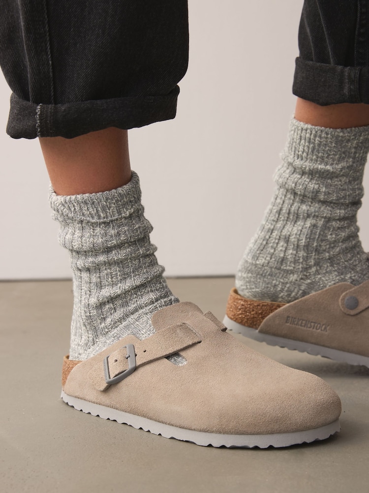 Birkenstock Grey 100% Cotton Slub Socks - Image 4 of 7
