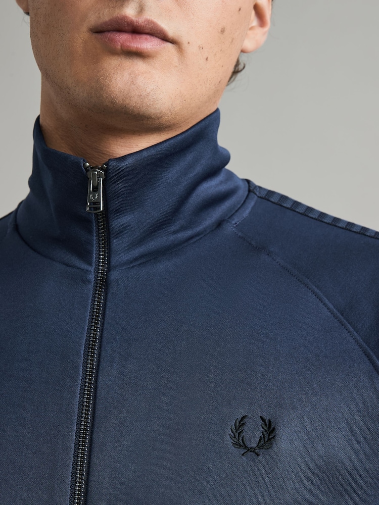 Fred Perry Blue Carbon Tape Detail Track Jacket - Image 2 of 8