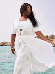 Blanco - Yours Curve Crinkle Maxi Kimono - Imagen 1 de 7