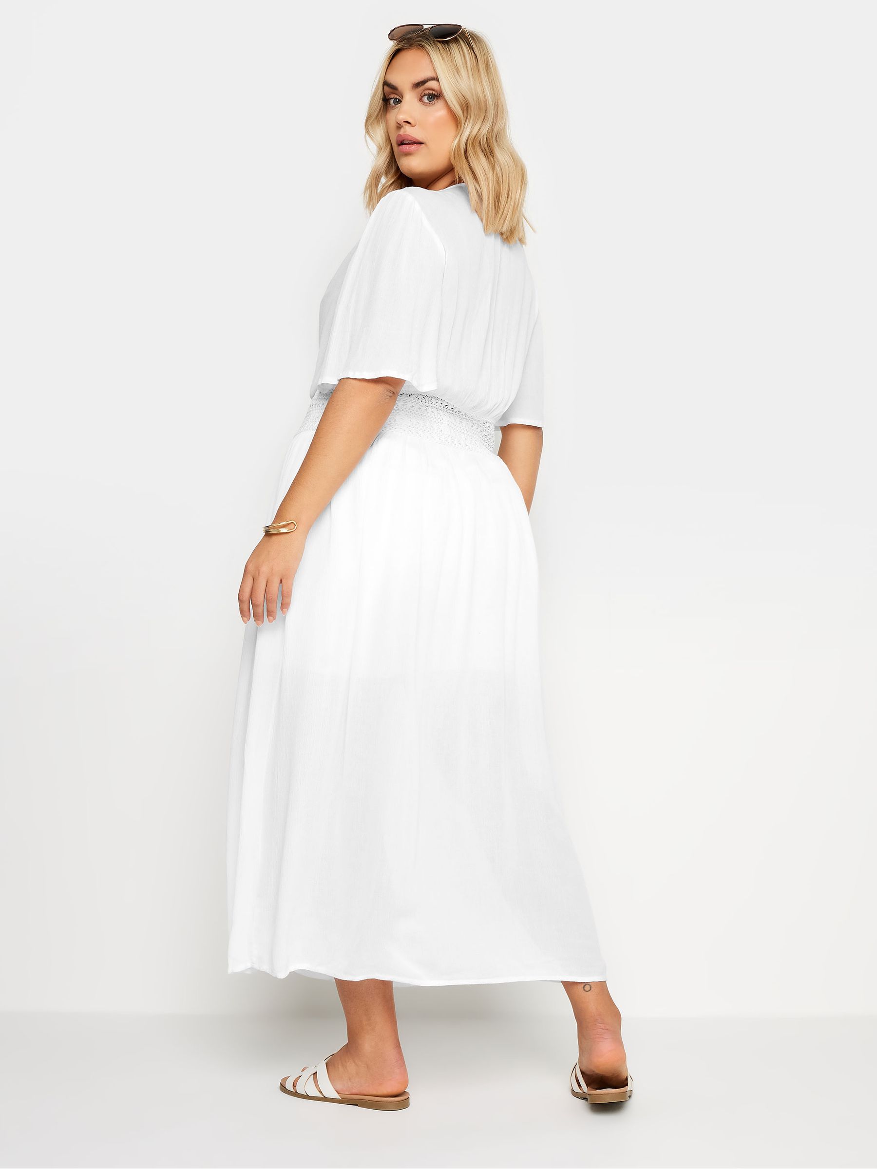 Buy Yours Curve White Crinkle Maxi Kimono from Next USA