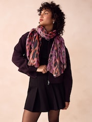 Pink/Orange Animal Lightweight Scarf - Image 1 of 5