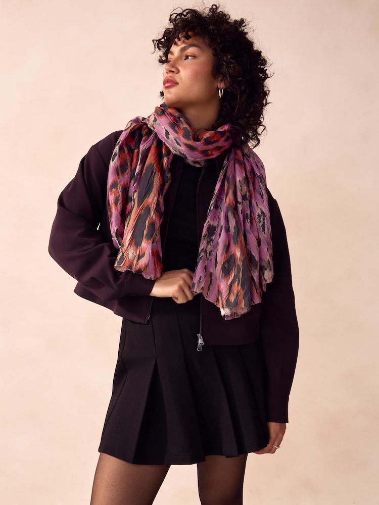 Pink/Orange Animal Lightweight Scarf - Image 1 of 5