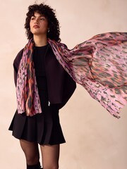 Pink/Orange Animal Lightweight Scarf - Image 2 of 5
