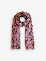 Pink/Orange Animal Lightweight Scarf - Image 3 of 5