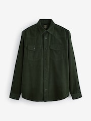 Dark Green Cord Twin Pocket Western Long Sleeve 100% Cotton Shirt - Image 3 of 5