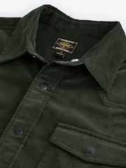 Dark Green Cord Twin Pocket Western Long Sleeve 100% Cotton Shirt - Image 4 of 5