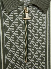 Reiss Sage/Off White Sanderson 9-13 yrs Diamond Stitch Half-Zip Polo Shirt - Image 4 of 4