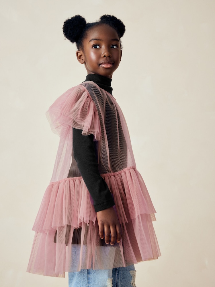 Pink 2-in-1 Mesh Party Dress (3-16yrs) - Image 1 of 9