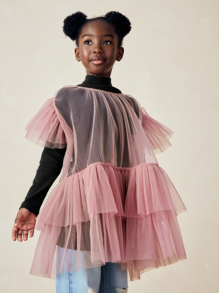 Pink 2-in-1 Mesh Party Dress (3-16yrs) - Image 2 of 9