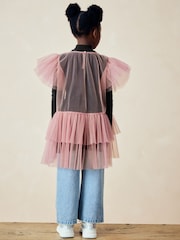 Pink 2-in-1 Mesh Party Dress (3-16yrs) - Image 4 of 9