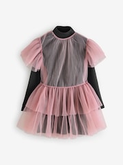 Pink 2-in-1 Mesh Party Dress (3-16yrs) - Image 5 of 9