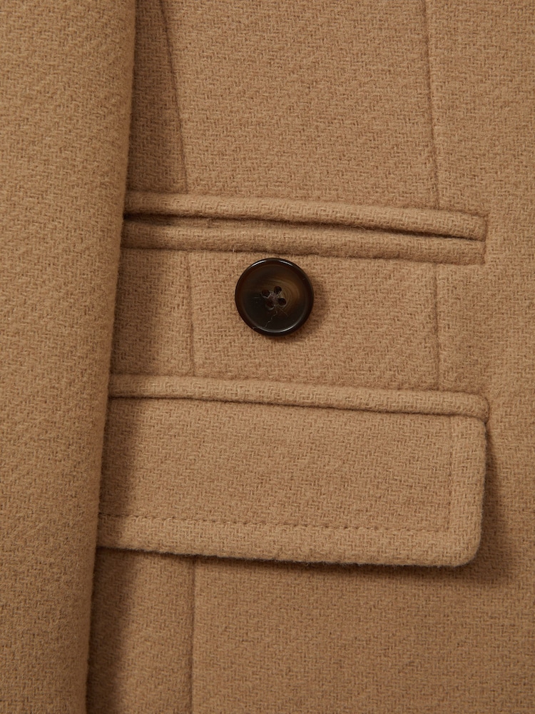 Reiss Camel Maude 13-14 yrs Wool Blend Longline Double Breasted Coat - Image 4 of 4